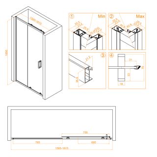 Душевая дверь RGW CL-14 32091416-11 160см хром